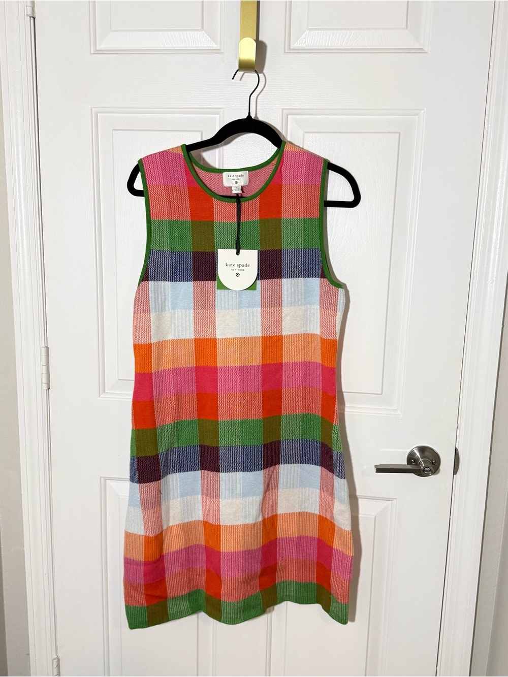 kate spade Multicolor Plaid Knit Sleeveless Dress - Pink, Green, Orange, Blue